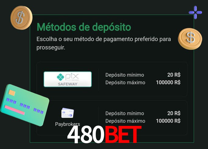O cassino 480bet oferece uma grande variedade de métodos de pagamento